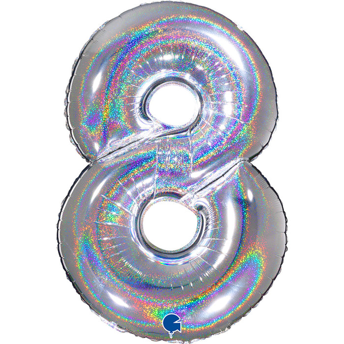 Riesenzahl Folienballon 40"/102cm | Holo Silber