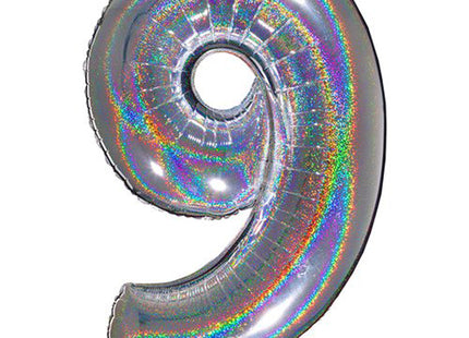 Riesenzahl Folienballon 40"/102cm | Holo Silber #9