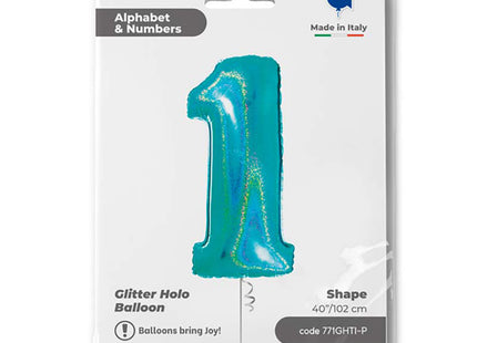 Riesenzahl Folienballon 40"/102cm | Holo Tiffany #1