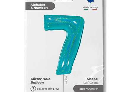 Riesenzahl Folienballon 40"/102cm | Holo Tiffany #7
