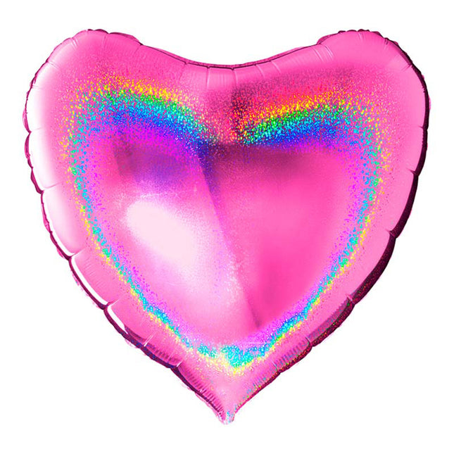 Herz Folienballon 36"/91cm (unverpackt)| Glitter Holo Fuxia