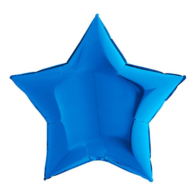 36"/Ø91cm Folienballon Lose - Uni Stern | Blau