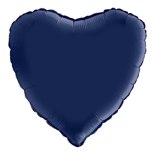 Herz Folienballon 18"/46cm (unverpackt) |  Blue Navy Satin
