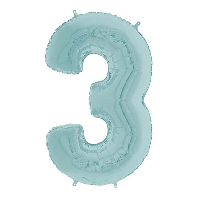 Riesenzahl Folienballon 26"/66cm | Pastel Blue #3