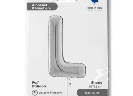Riesenbuchstabe Folienballon 26"/66cm | Silber #L