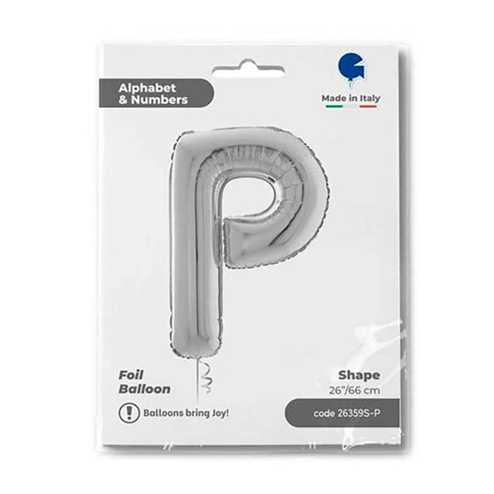 Riesenbuchstabe Folienballon 26"/66cm | Silber #P