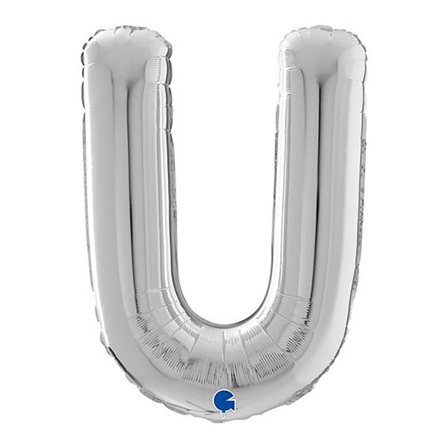 Riesenbuchstabe Folienballon 26"/66cm | Silber #U