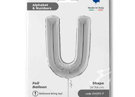 Riesenbuchstabe Folienballon 26"/66cm | Silber #U