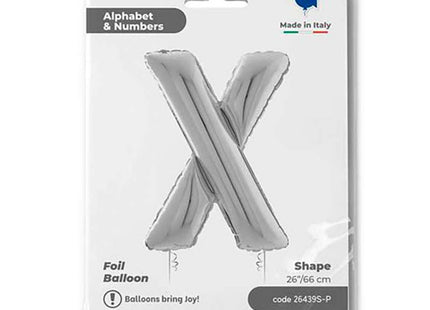 Riesenbuchstabe Folienballon 26"/66cm | Silber #X