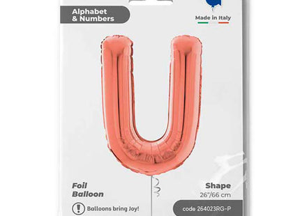 Riesenbuchstabe Folienballon 26"/66cm | Rosegold #U