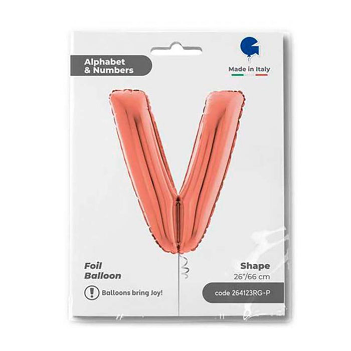 Riesenbuchstabe Folienballon 26"/66cm | Rosegold #V