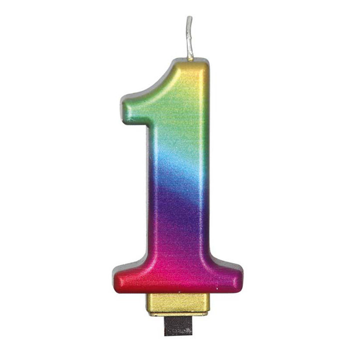 Kerzenzahl 1 Regenbogen