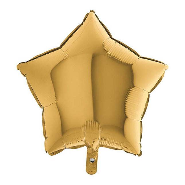 18"/Ø46cm Folienballon Lose - Uni Stern | Gold