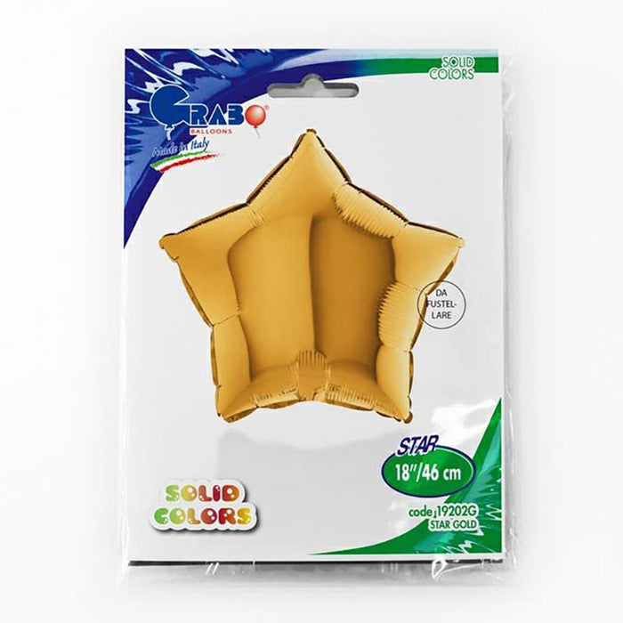 18"/Ø46cm Folienballon Lose - Uni Stern | Gold