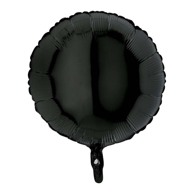 18"/Ø46cm Folienballon Lose - Uni Rund | Schwarz
