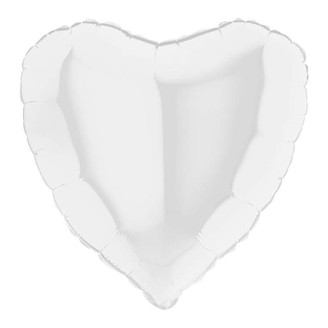 18"/Ø46cm Folienballon Lose - Uni Herz | Weiß