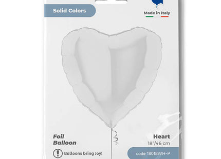 18"/Ø46cm Folienballon Lose - Uni Herz | Weiß