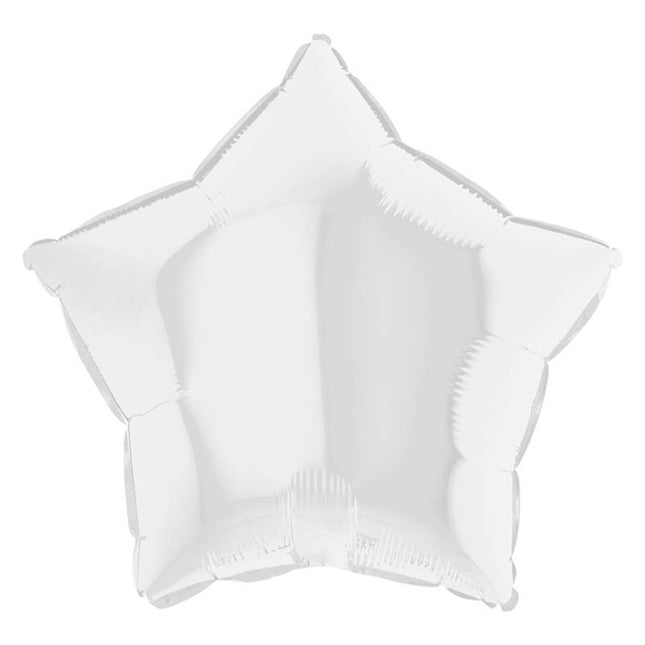 18"/Ø46cm Folienballon Lose - Uni Stern | Weiß
