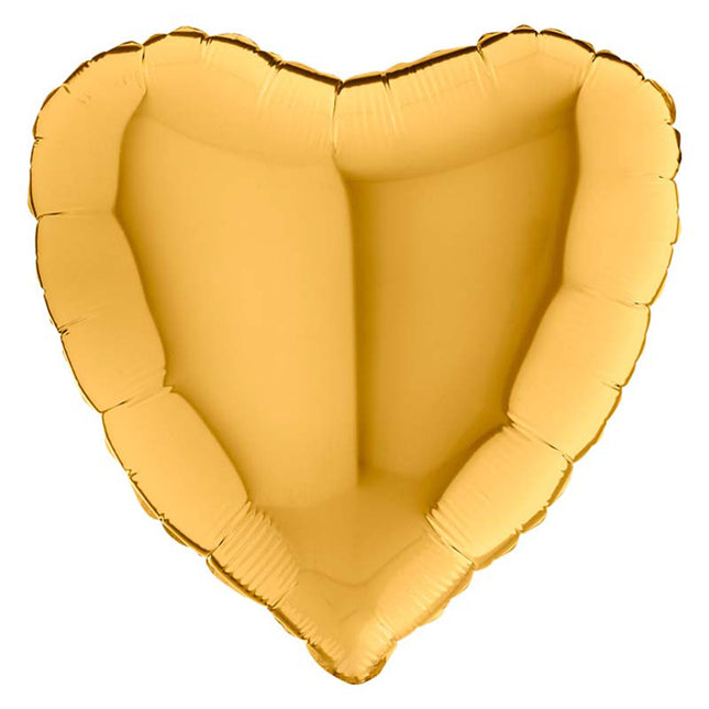 18"/Ø46cm Folienballon Lose - Uni Herz | Gold 5