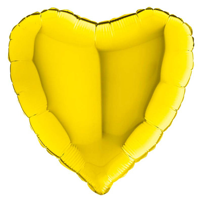 18"/Ø46cm Folienballon Lose - Uni Herz | Gelb
