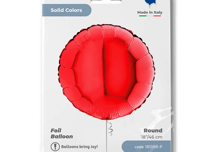 18"/Ø46cm Folienballon Lose - Uni Rund | Rot