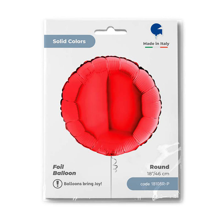 18"/Ø46cm Folienballon Lose - Uni Rund | Rot