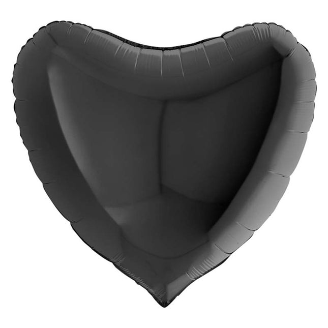36"/Ø91cm Folienballon Lose - Uni Herz | Schwarz