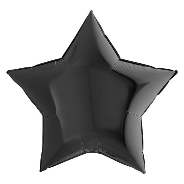 36"/Ø91cm Folienballon Lose - Uni Stern | Schwarz