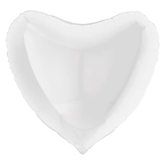 36"/Ø91cm Folienballon Lose - Uni Herz | Weiß
