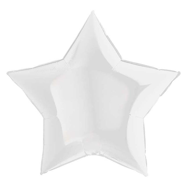 36"/Ø91cm Folienballon Lose - Uni Stern | Weiß