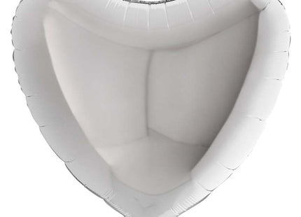 36"/Ø91cm Folienballon Lose - Uni Herz | Silber