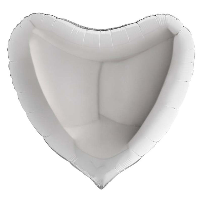36"/Ø91cm Folienballon Lose - Uni Herz | Silber
