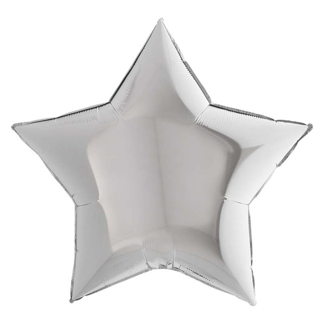36"/Ø91cm Folienballon Lose - Uni Stern | Silber