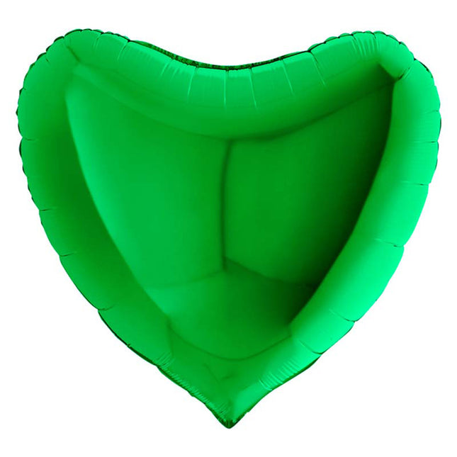 36"/Ø91cm Folienballon Lose - Uni Herz | Grün