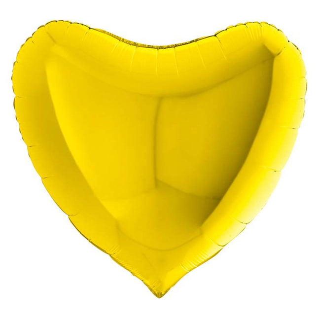 36"/Ø91cm Folienballon Lose - Uni Herz | Gelb