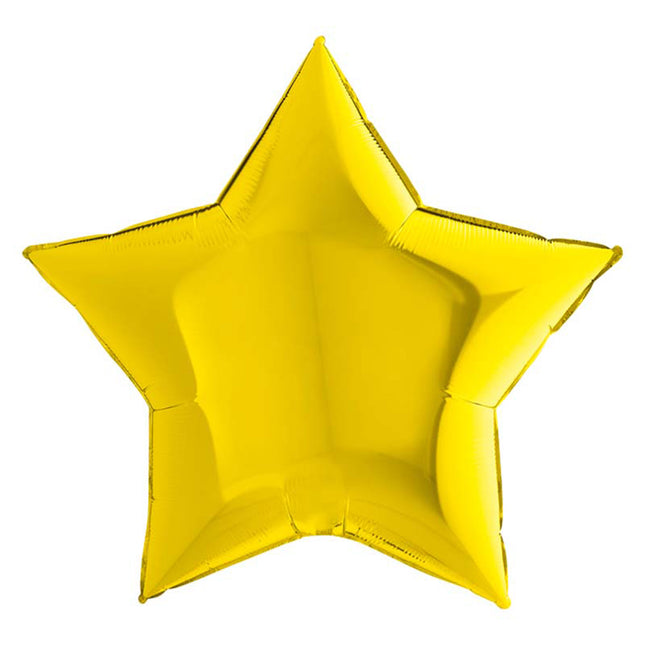 36"/Ø91cm Folienballon Lose - Uni Stern | Gelb
