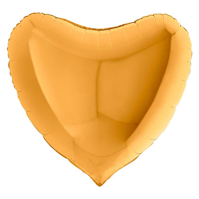 36"/Ø91cm Folienballon Lose - Uni Herz | Gold
