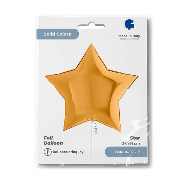 36"/Ø91cm Folienballon Lose - Uni Stern | Gold