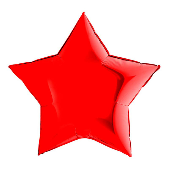 36"/Ø91cm Folienballon Lose - Uni Stern | Rot