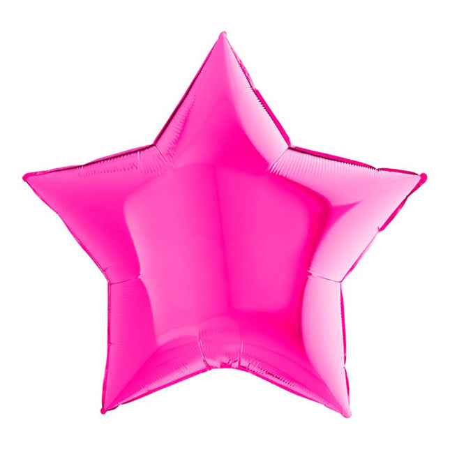 36"/Ø91cm Folienballon Lose - Uni Stern | Magenta