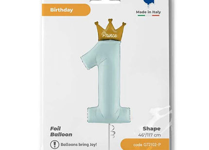 Riesenzahl Folienballon 46"/117cm | 1st Birthday Prince #1