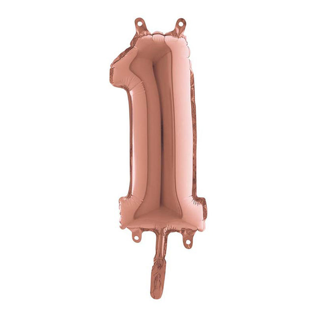 ABC Mini Zahlen Folienballon 14"/36cm | Rosegold #1