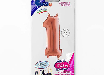 ABC Mini Zahlen Folienballon 14"/36cm | Rosegold #1
