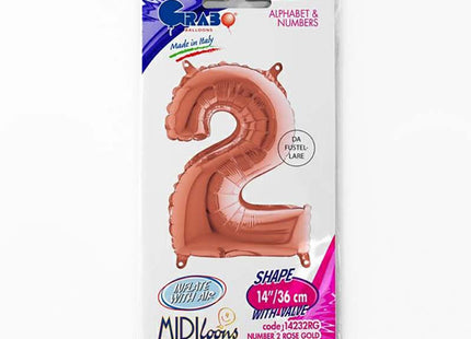 ABC Mini Zahlen Folienballon 14"/36cm | Rosegold #2