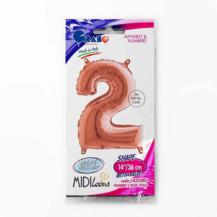 ABC Mini Zahlen Folienballon 14"/36cm | Rosegold #2