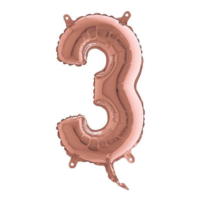 ABC Mini Zahlen Folienballon 14"/36cm | Rosegold #3