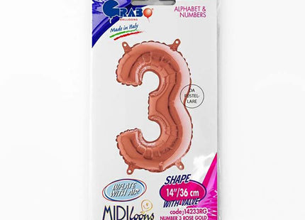ABC Mini Zahlen Folienballon 14"/36cm | Rosegold #3