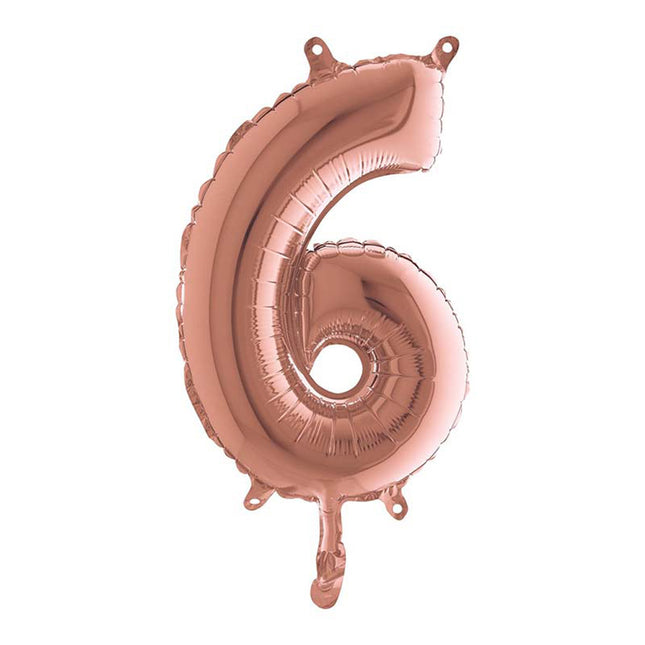 ABC Mini Zahlen Folienballon 14"/36cm | Rosegold #6