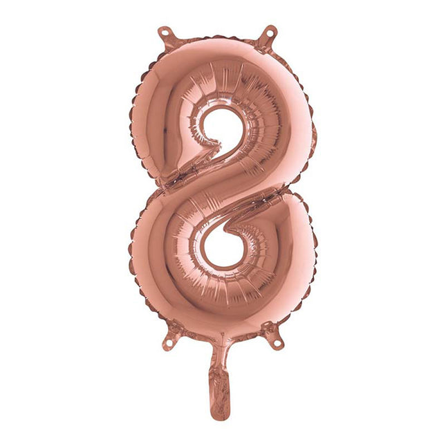 ABC Mini Zahlen Folienballon 14"/36cm | Rosegold #8