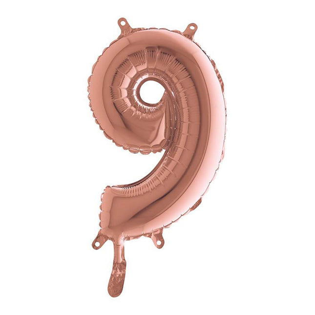 ABC Mini Zahlen Folienballon 14"/36cm | Rosegold #9